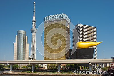 Tokyo Skytree and Asahi Beer Headquarters in Tokyo, Japan Editorial Stock Photo