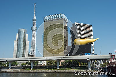 Tokyo Skytree and Asahi Beer Headquarters in Tokyo, Japan Editorial Stock Photo