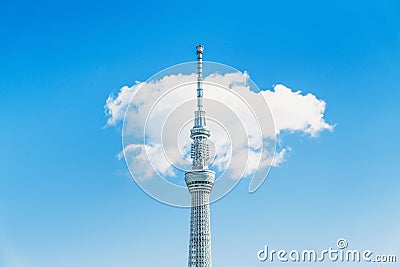 Tokyo Skytree on sunny day with cloud background. Japan travel destination, Asia tourism, or Japanese tourist attraction landmark Editorial Stock Photo