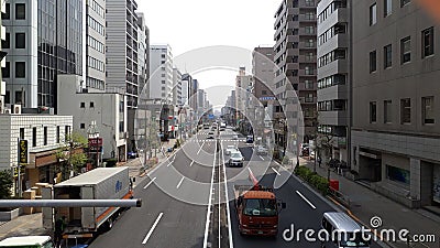 Tokyo street gant city road building car truck Editorial Stock Photo