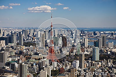 Tokyo Tower with skyline in Tokyo Japan Editorial Stock Photo