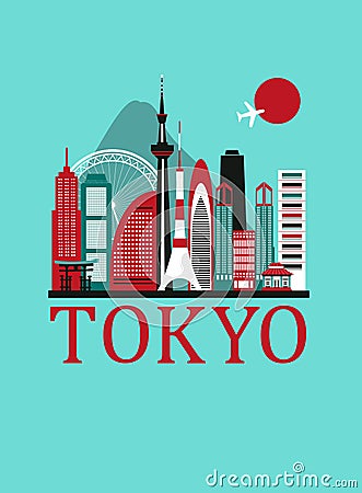 Tokyo travel background. Vector Illustration