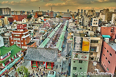 Tokyo view with Sensoji temple Editorial Stock Photo