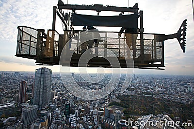 Tokyo Window Washers Editorial Stock Photo