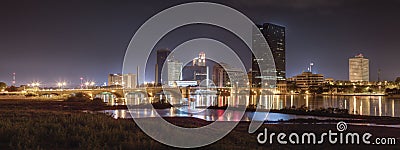 Toledo Skyline at Night Stock Photo