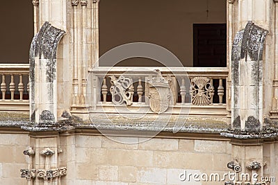 Catholic Monarchs coat of arms in Monastery of San Juan de los Reyes in Toledo Editorial Stock Photo