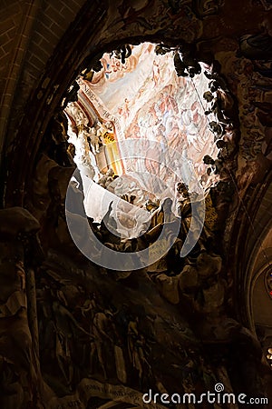 Detail of El Transparente, a work from 1730 inside Toledo Cathedral, designed to illuminate the Tabernacle on the opposite side Editorial Stock Photo