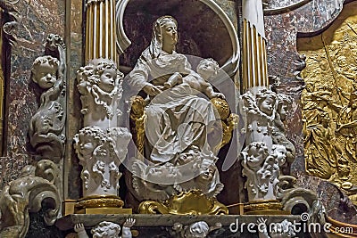 Fragment of the altar of the chapel of the Transparente in the C Editorial Stock Photo