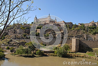 Toledo, viewed across the Tagus River on a beautiful sunny day Stock Photo