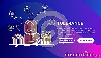 Tolerance concept: gender, racial, national, religious, sexual orientation. Thin line icons. Vector illustration, web page Vector Illustration