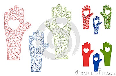 Tolerance Hands Vector Mesh Network Model and Triangle Mosaic Icon Stock Photo