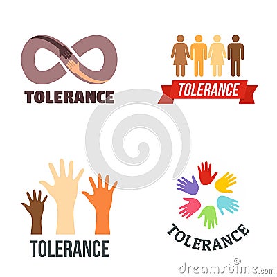 Tolerance logo set, flat style Vector Illustration