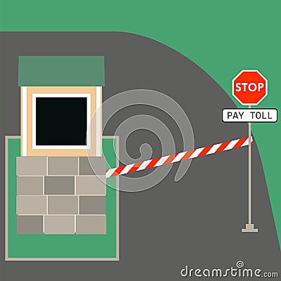 Toll booth stop sign Vector Illustration