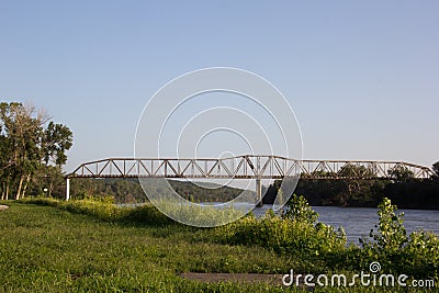 Toll Bridge over the Missouri River Stock Photo