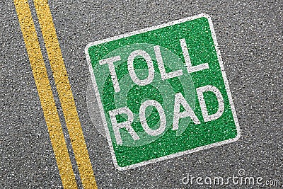 Toll road street city town highway pay paying highway sign zone Stock Photo