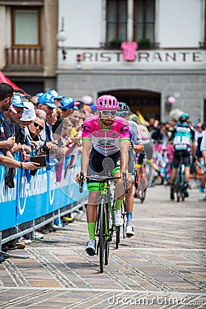 Tolmezzo, Italy May 20, 2018: Professional Cycling shortly before a hard montain stage Editorial Stock Photo