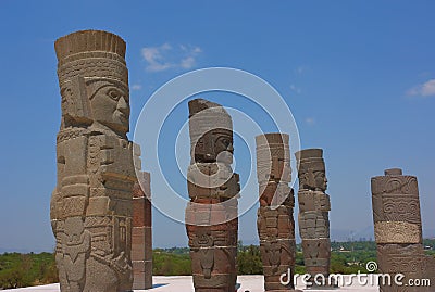 Toltec sculptures in tula, hidalgo, mexico II Editorial Stock Photo