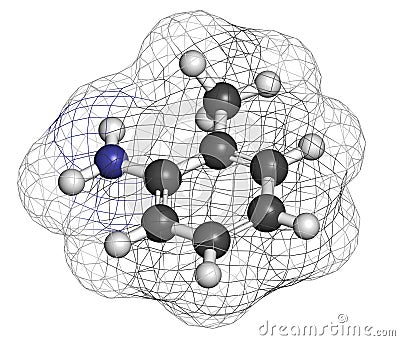 Toluidine ortho-toluidine, 2-methylaniline molecule. Suspected to be carcinogenic. Stock Photo