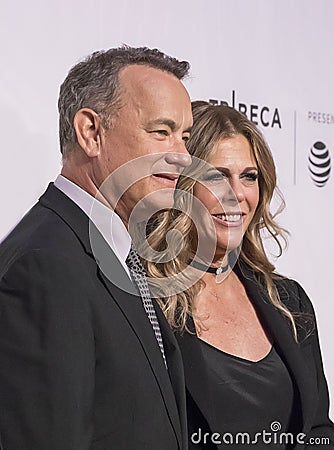 Tom Hanks and Rita Wilson at 2017 Tribeca Film Festival Premiere of `The Circle` Editorial Stock Photo