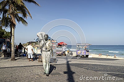 Tom Jobim bronze statue in Ipanema Editorial Stock Photo