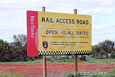 The rail access road to Tom Price town Western Australia Editorial Stock Photo