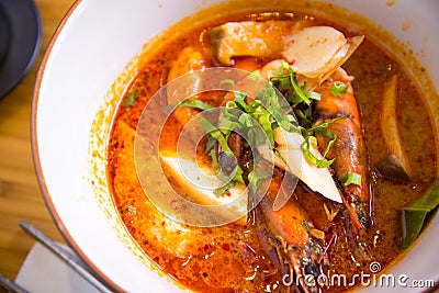 Tom yam kung thai spicy soup Stock Photo