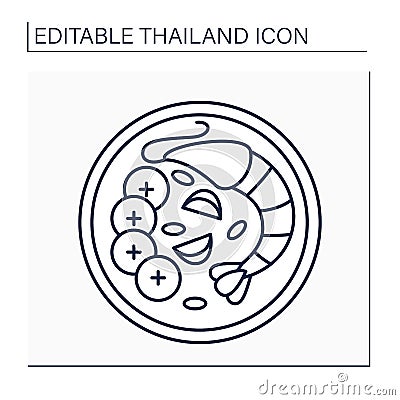 Tom yum goong line icon Vector Illustration