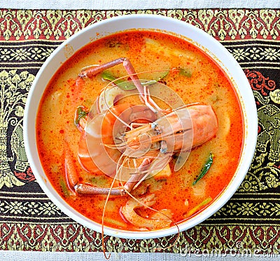 Tom Yum Goong - Thai hot and spicy soup Stock Photo
