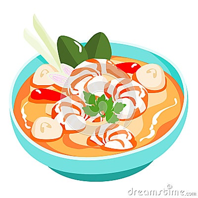 Tom yum kung Thai spicy soup Vector Illustration