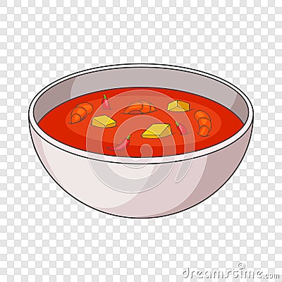 Tom yum thai soup icon, cartoon style Vector Illustration