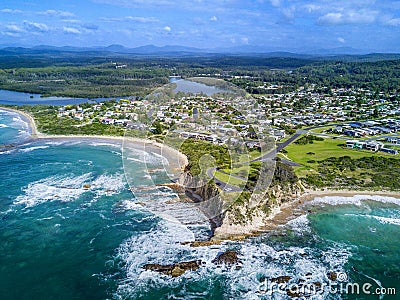 Tomakin aerial views of beaches and escarpment Stock Photo