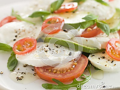 Tomato Avocado and Mozzarella Salad Stock Photo