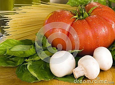 Tomato Basil Pasta Stock Photo