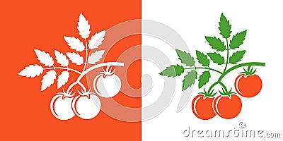 Tomato branch logo. Isolated tomato branch on white background Vector Illustration