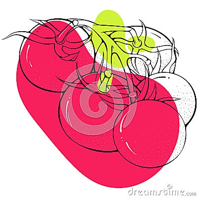 Tomato branch outline abstract spots Vector Illustration