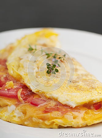 Tomato and Cheddar Omlette Stock Photo