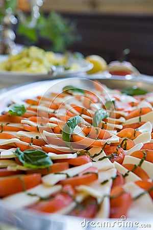 Tomato and cheese antipasto Stock Photo