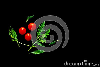 Tomato cherry with rukkola, ruocola salad Stock Photo