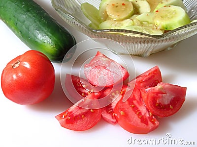 Tomato and Cucumber Salad Stock Photo