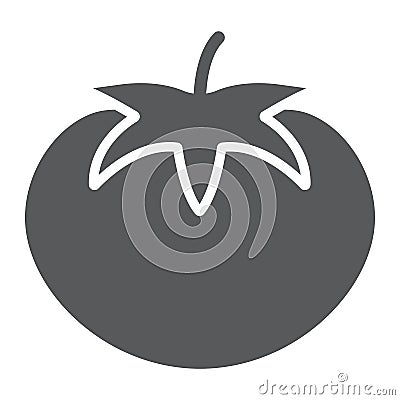 Tomato glyph icon, vegetable and diet, Vector Illustration