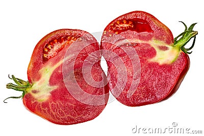 Tomatoes isolate on white background. Tomato half isolated. Stock Photo