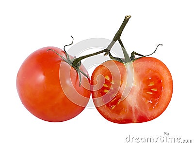 Tomato with the half of tomato Stock Photo