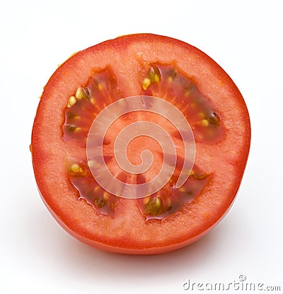 Tomato Half On White Background Stock Photo