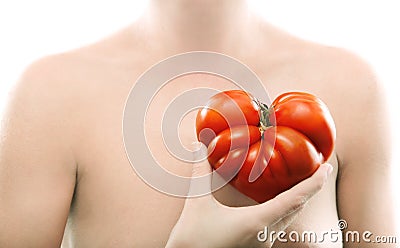 Tomato with heart shape Stock Photo