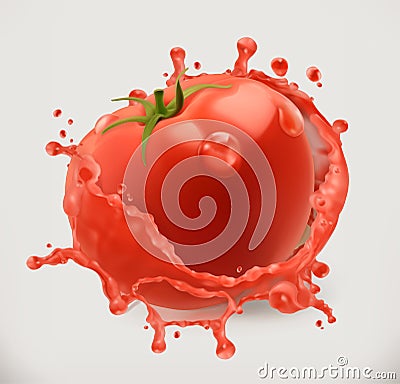 Tomato juice. Fresh vegetable, vector icon Vector Illustration