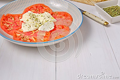 Tomato and mozzarella salad Stock Photo