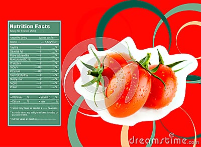 Tomato nutrition facts Vector Illustration