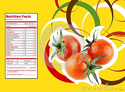 Tomato nutrition facts Vector Illustration