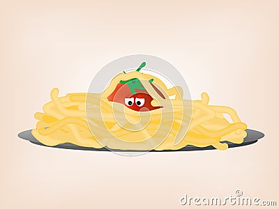 Tomato in pasta Vector Illustration