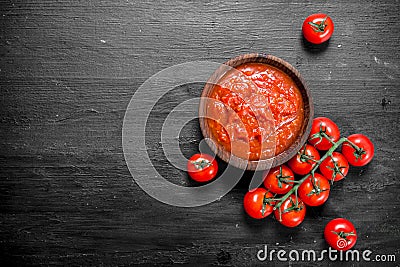 Tomato sauce in bowl Stock Photo